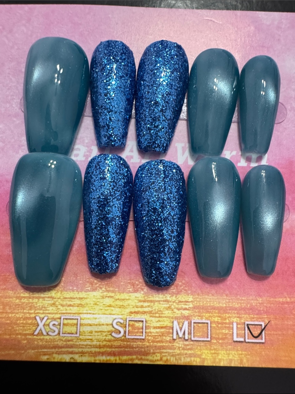 Blue Glitter & Cat-Eye Press-On Nails